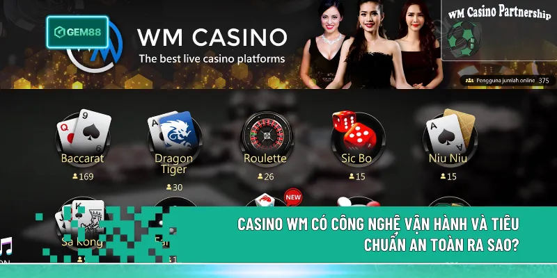 Casino WM vận hành với công nghệ RFID, đường truyền độ trễ thấp và hệ thống xác thực trực tiếp