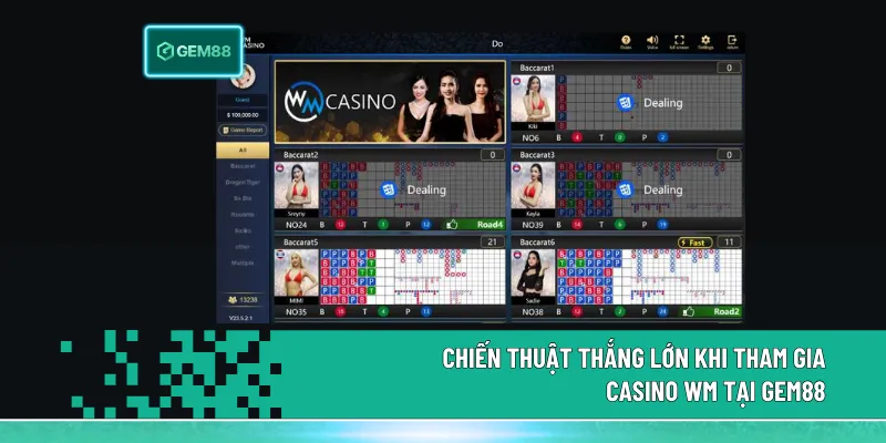 Chiến thuật chơi Casino WM tập trung vào bảo hiểm Baccarat, đa bàn săn cầu và phân tích lịch sử để nâng cao hiệu quả đặt cược.
