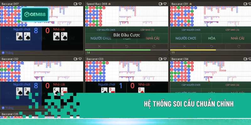 Hệ thống Roadmaps tại sảnh Casino SA Gaming hiển thị lịch sử và chuỗi cầu rõ ràng, giúp người chơi nhanh chóng chọn bàn phù hợp