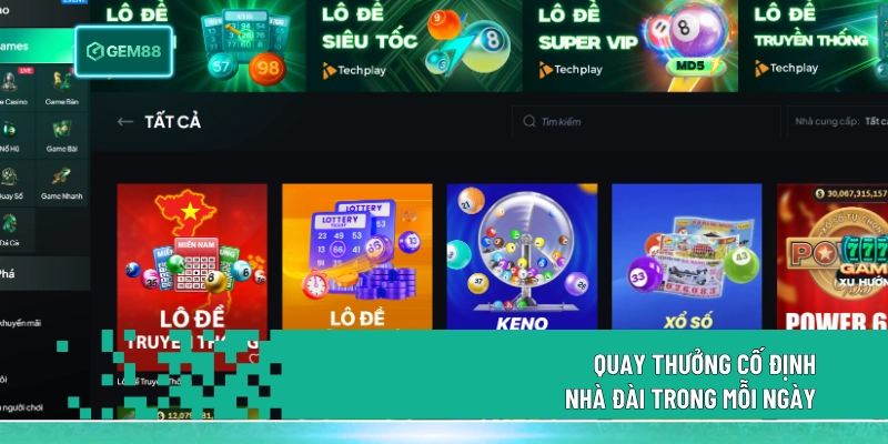 Quay thưởng cố định nhà đài trong mỗi ngày